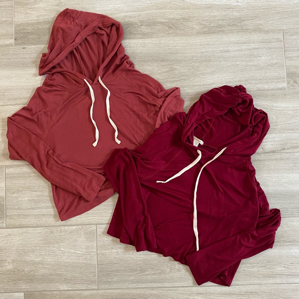 Two Bozzolo Cropped Tops With Draw String Hoods